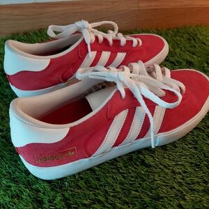 Adidas Red and White Sneakers